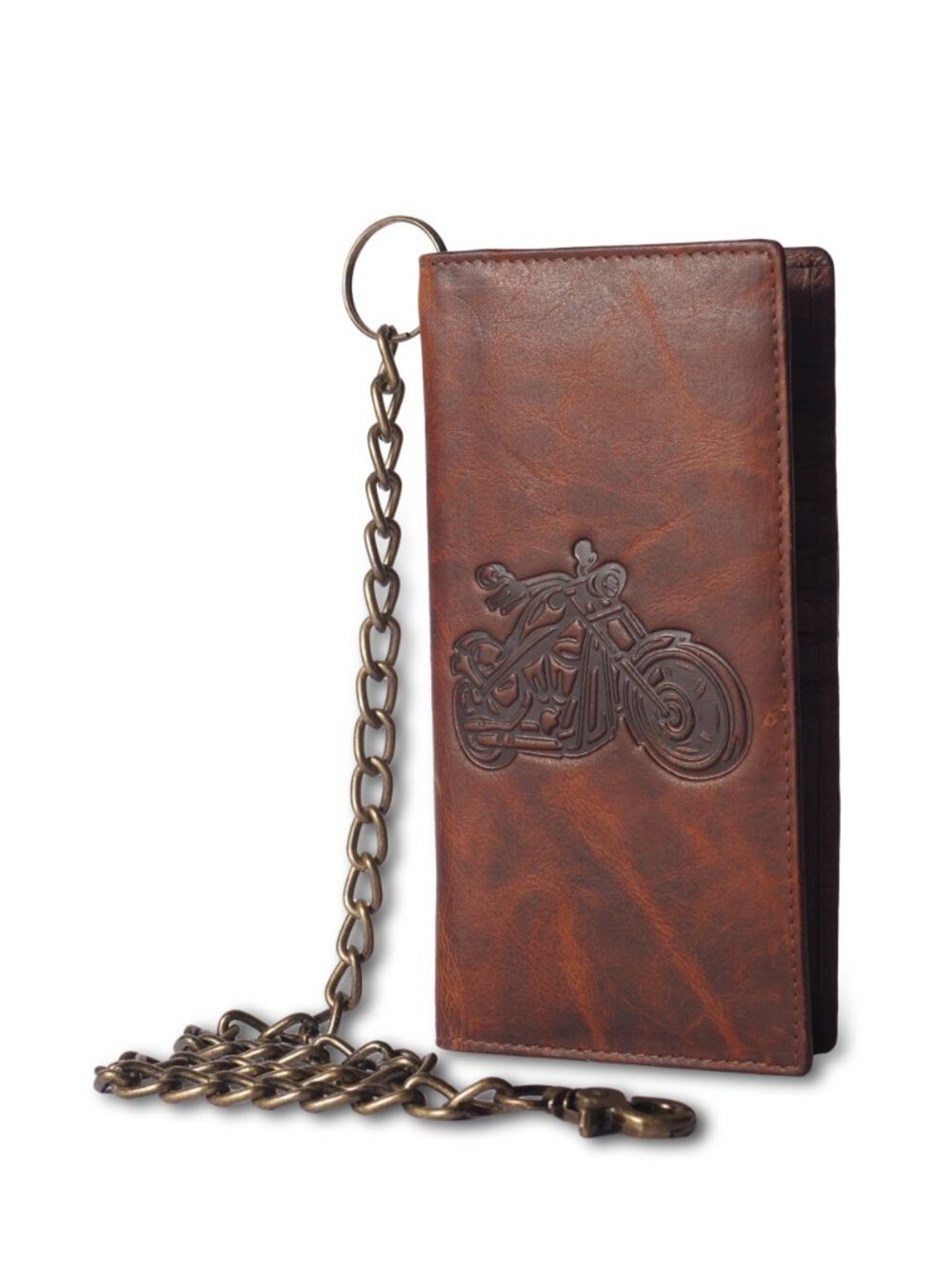 Biker Wal Slim Bifold Wallet for Men and Women, Long Natural Full Grain Handmade